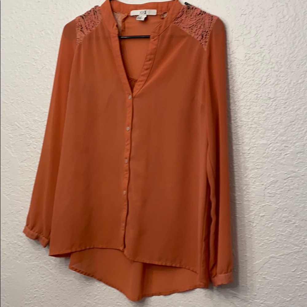 Rust long sleeve blouse